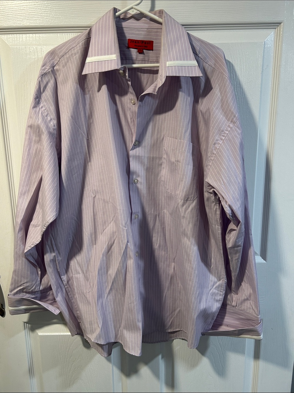 Jean Paul Gaultier Men's Lavender and White Pinstripe Dress Shirt